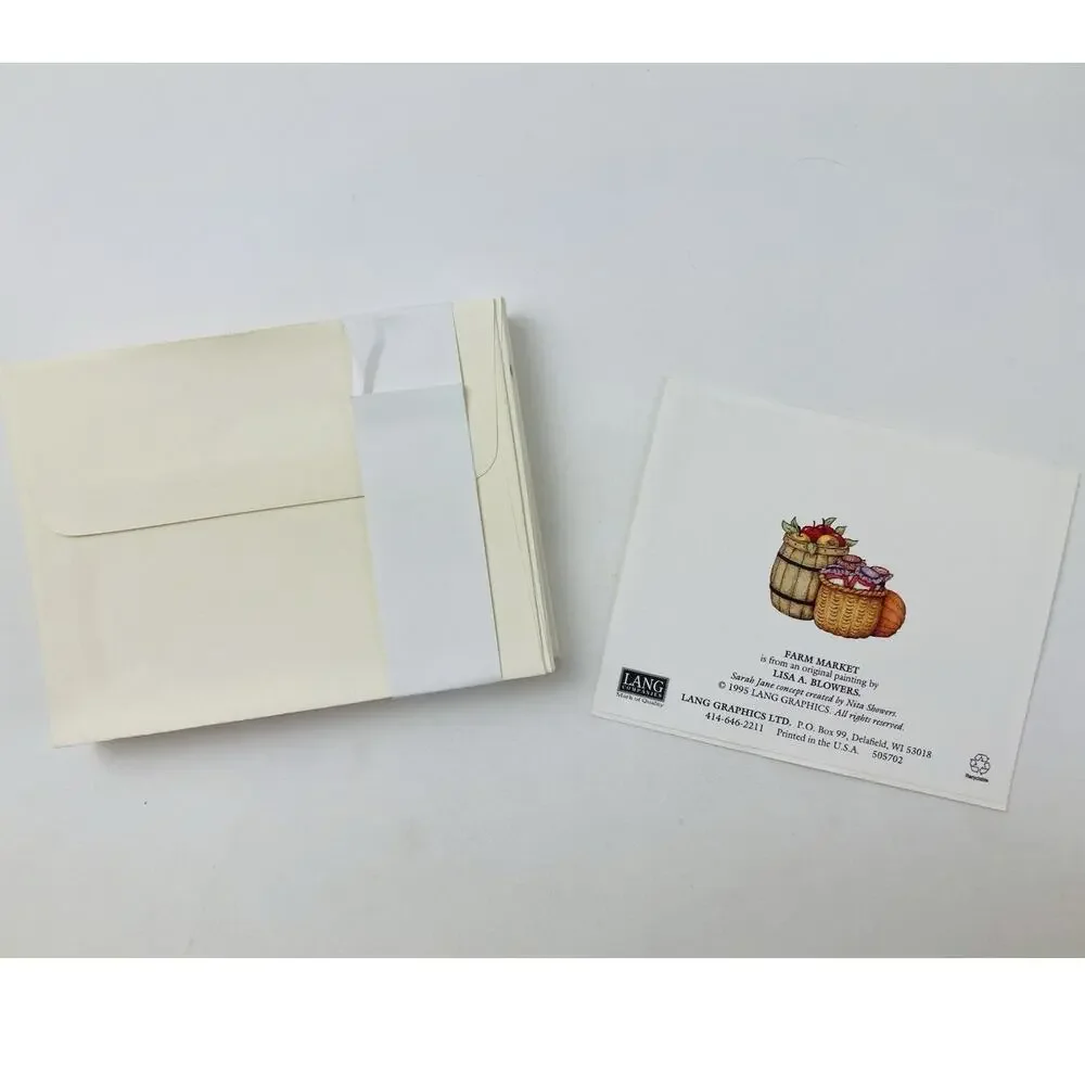12 cards Notecards by LISA BLOWERS Blank 1995 Lang Girls Farming Pumpkins Fall C